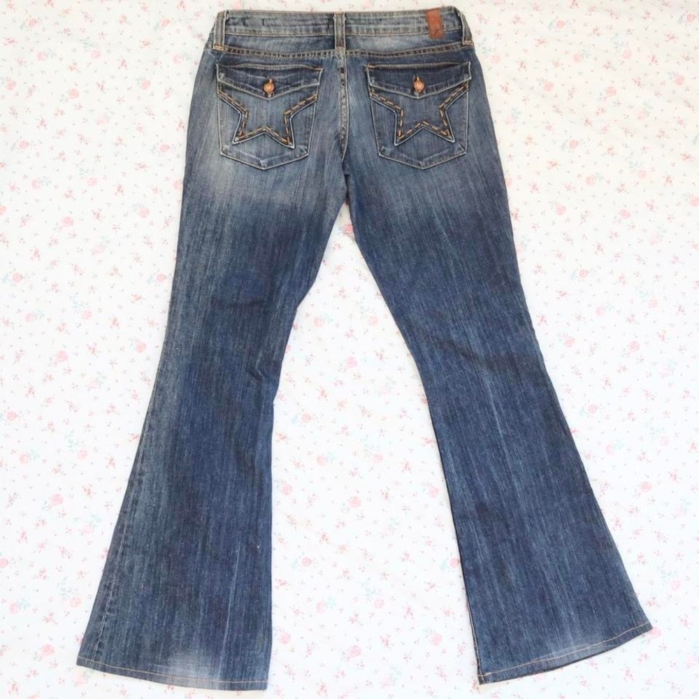 peoples liberation star pocket flare jeans mcbling